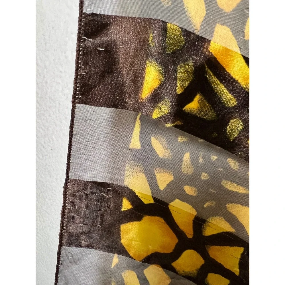 Unbranded Womens Square Scarf Tiger Animal Print 39x39 Brown Gold Sheer Wrap